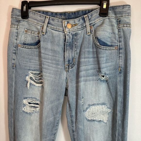 Mossimo Jeans Womens Size 4/27 Boyfriend Crop Distressed Denim Jeans Frayed Hem - Picture 1 of 11